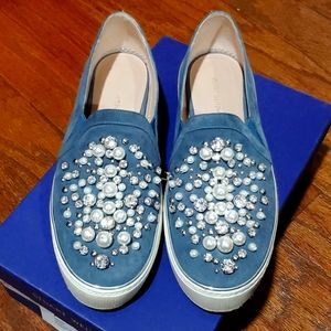 STUART WEITZMAN DECOR IN DENIM SUEDE SIZE 7.5